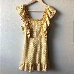 NWT Topshop Yellow Broderick Mini Dress Size 2